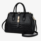 Sac noir pour femme en cuir d'inspiration crocodile