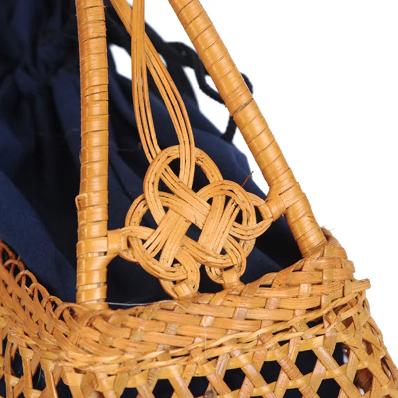 Sac paille et bambou raffiné de petit format