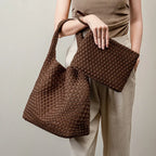 Sac panier à main brun en tissu