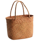 Sac panier beige en paille