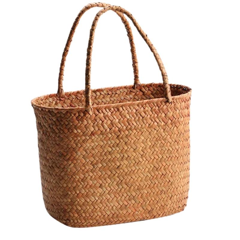 Sac panier beige en paille