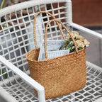 Sac panier confectionné en paille beige