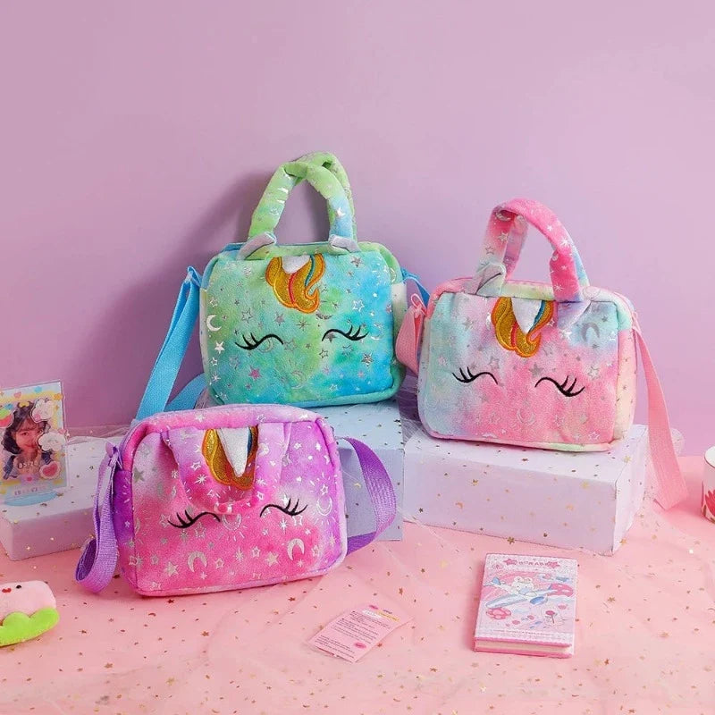 Sac peluche en forme de licorne pour fille