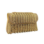 Sac pochette de soirée doré à strass