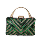 Sac pochette de soirée vert et scintillant