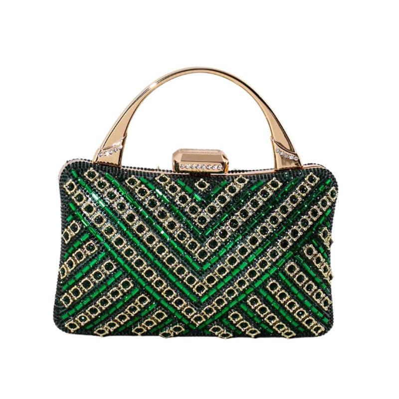 Sac pochette de soirée vert et scintillant