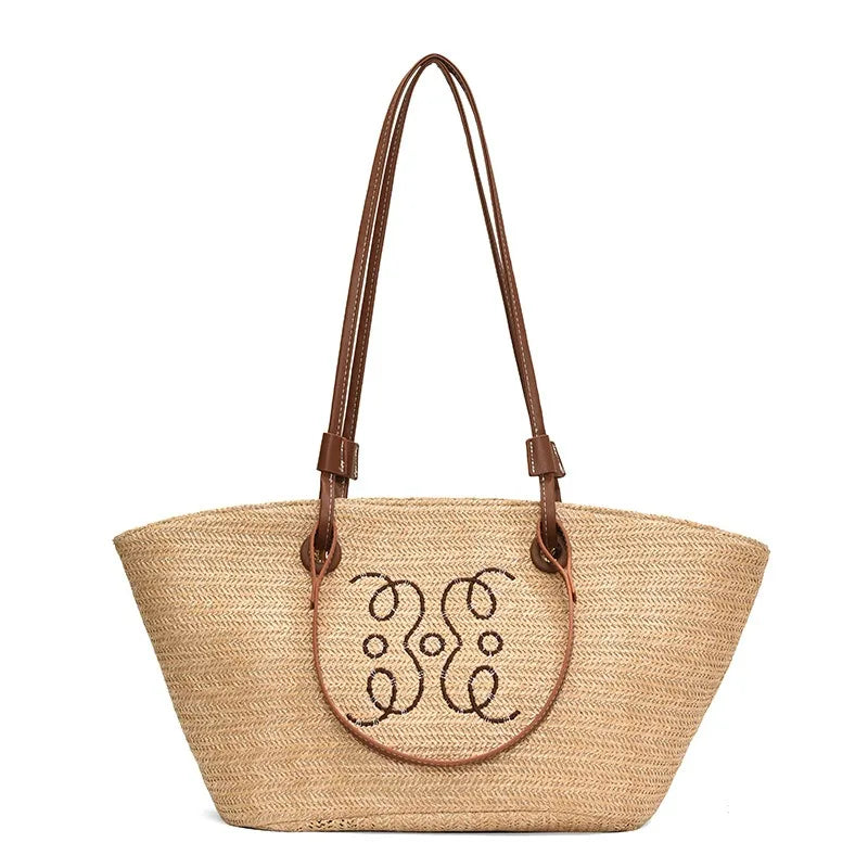 Sac polyvalent en paille beige