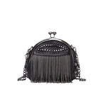 Sac porté noir à frange