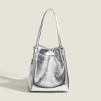 Sac pour femme en forme de seau argenté
