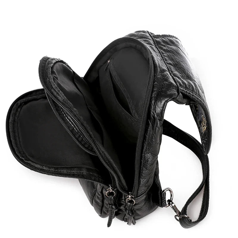 Sac pour femme noir et compact, porté main ou dos