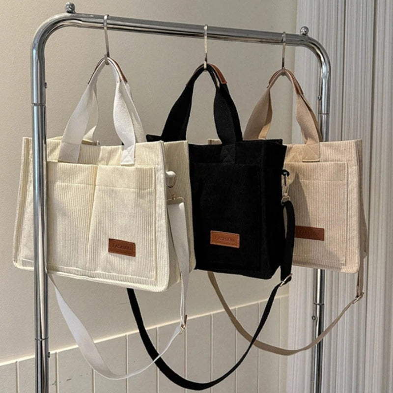 Sac réalisé en velours côtelé