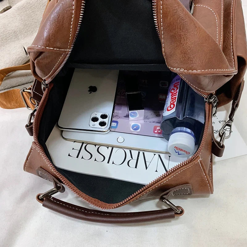 Sac rétro de type cartable pour femme