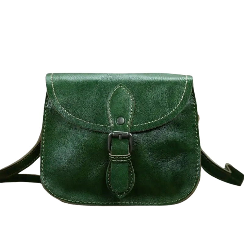 Sac rétro en cuir forme besace pour femme