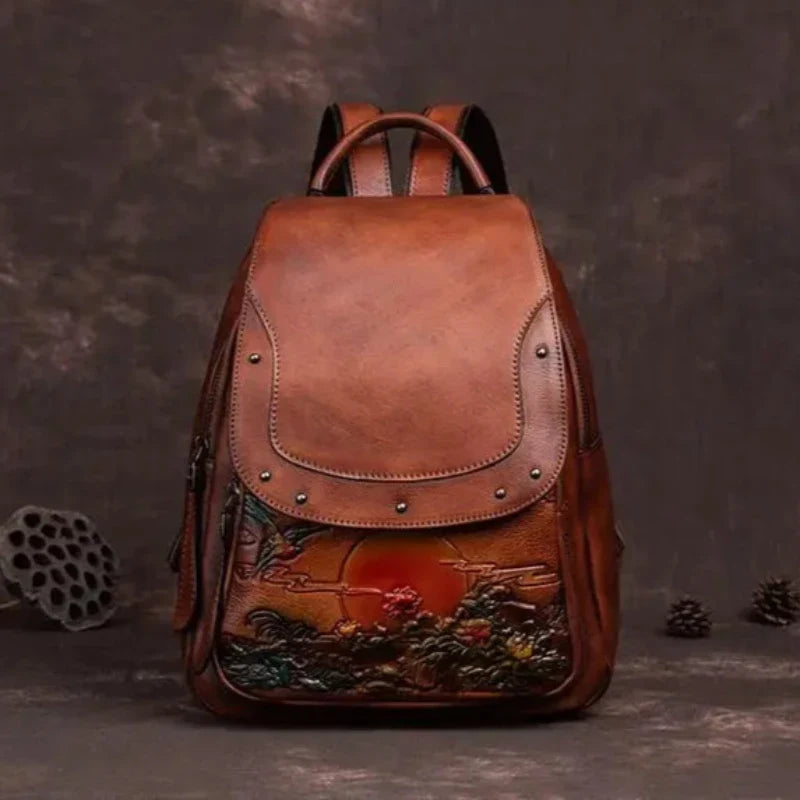 Sac rétro féminin à porter main ou dos avec dessin