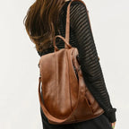 Sac rétro féminin en simili marron à porter main et dos