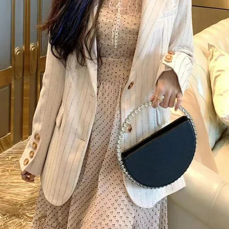 Sac rond de mariage pour femme orné de strass