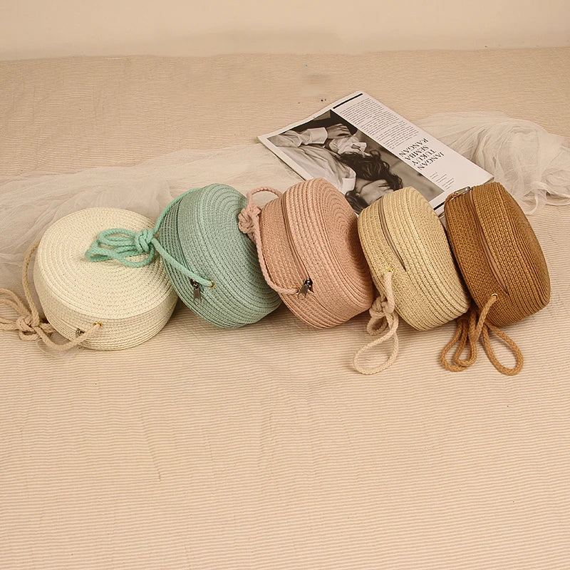 Sac rond en paille de petit format