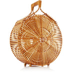 Sac rond marron sophistiqué effet osier