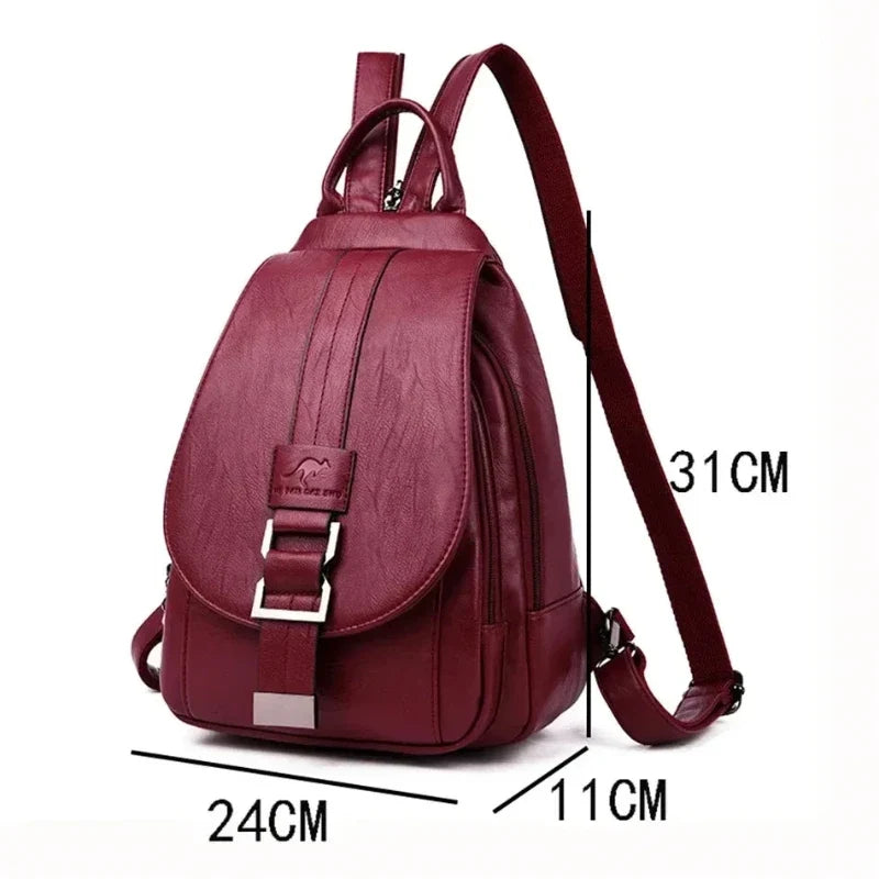 Sac rouge multipoches femme en simili porté main ou dos