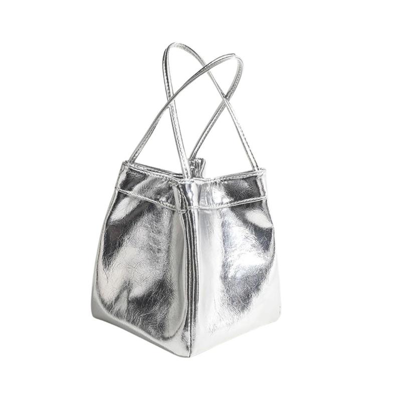 Sac seau argenté pour femme