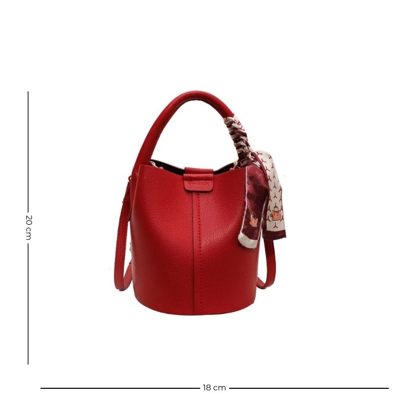 Sac seau féminin raffiné de couleur rouge