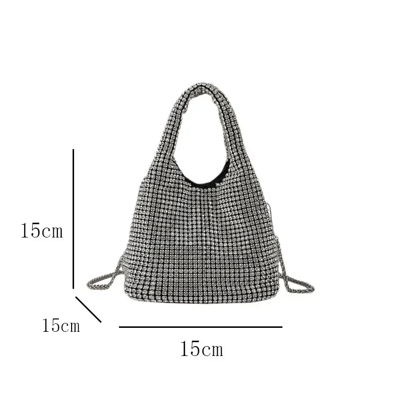 Sac seau pour femme orné de strass brillants