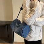 Sac souple en toile denim matelassée