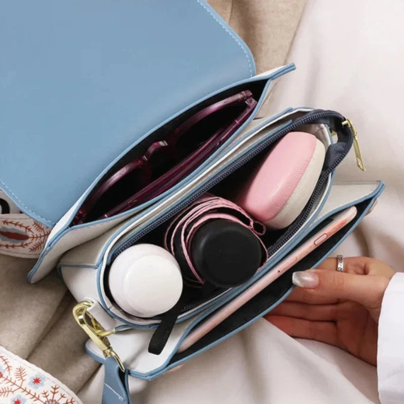 Sac style cartable bicolore avec bandoulière