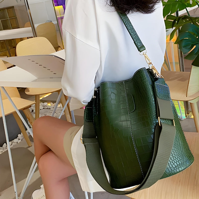 Sac style seau motif croco