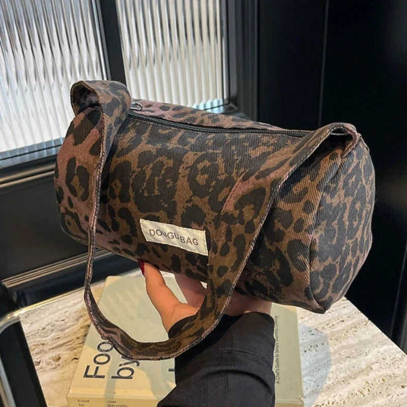 Sac toile à imprimé léopard de style décontracté
