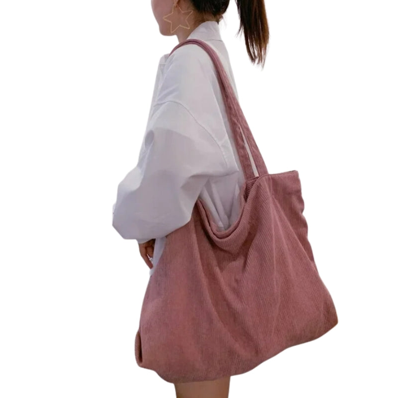 Sac tote en velours côtelé