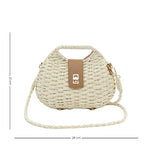 Sac tressé en paille beige avec bandoulière