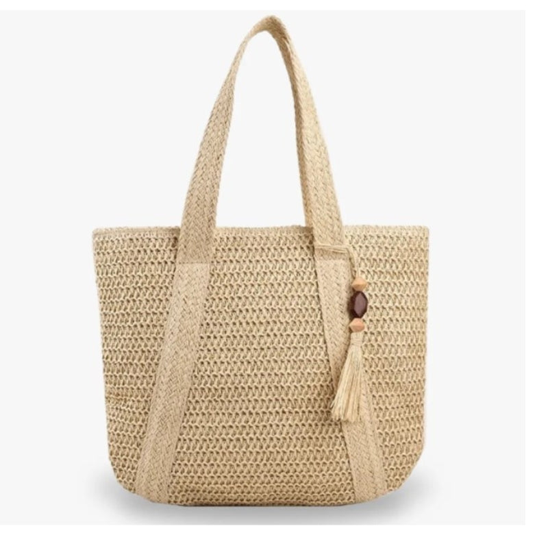 Sac tressé en paille style cabas