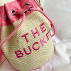 Sac vintage femme en paille façon seau