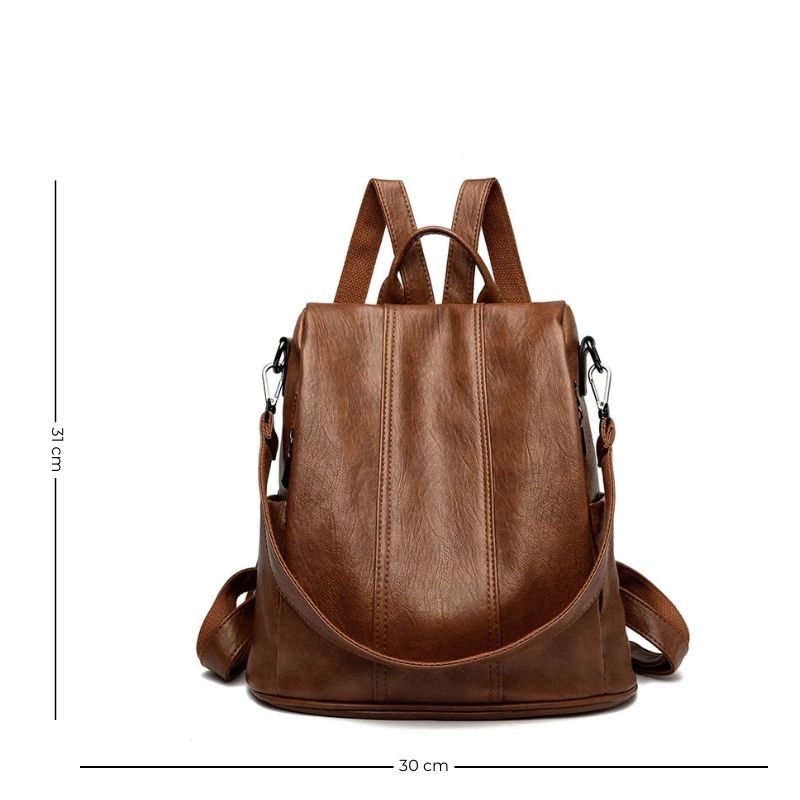 Sac vintage femme en simili marron porté main ou dos