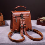 Sac vintage marron de type cartable femme