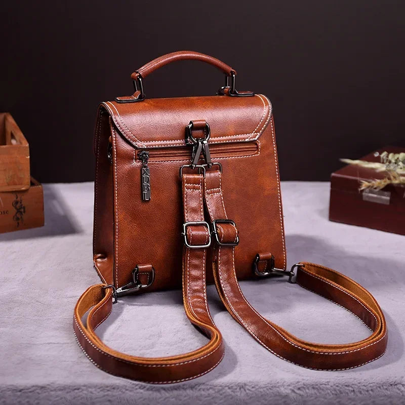 Sac vintage marron de type cartable femme