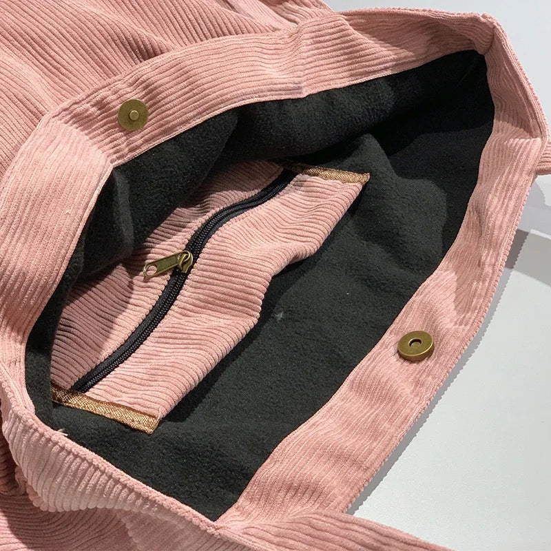 Tote en velours côtelé